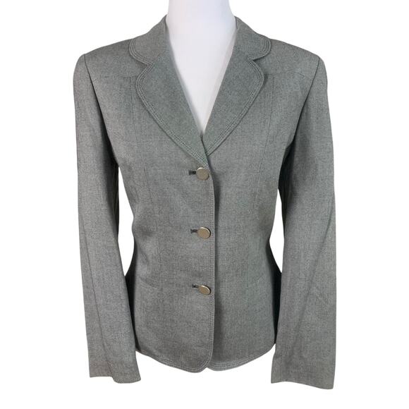 Le Suit Size 10 Women's Silver Button Blazer Jacket Gray Lined Career Work - Picture 1 of 14